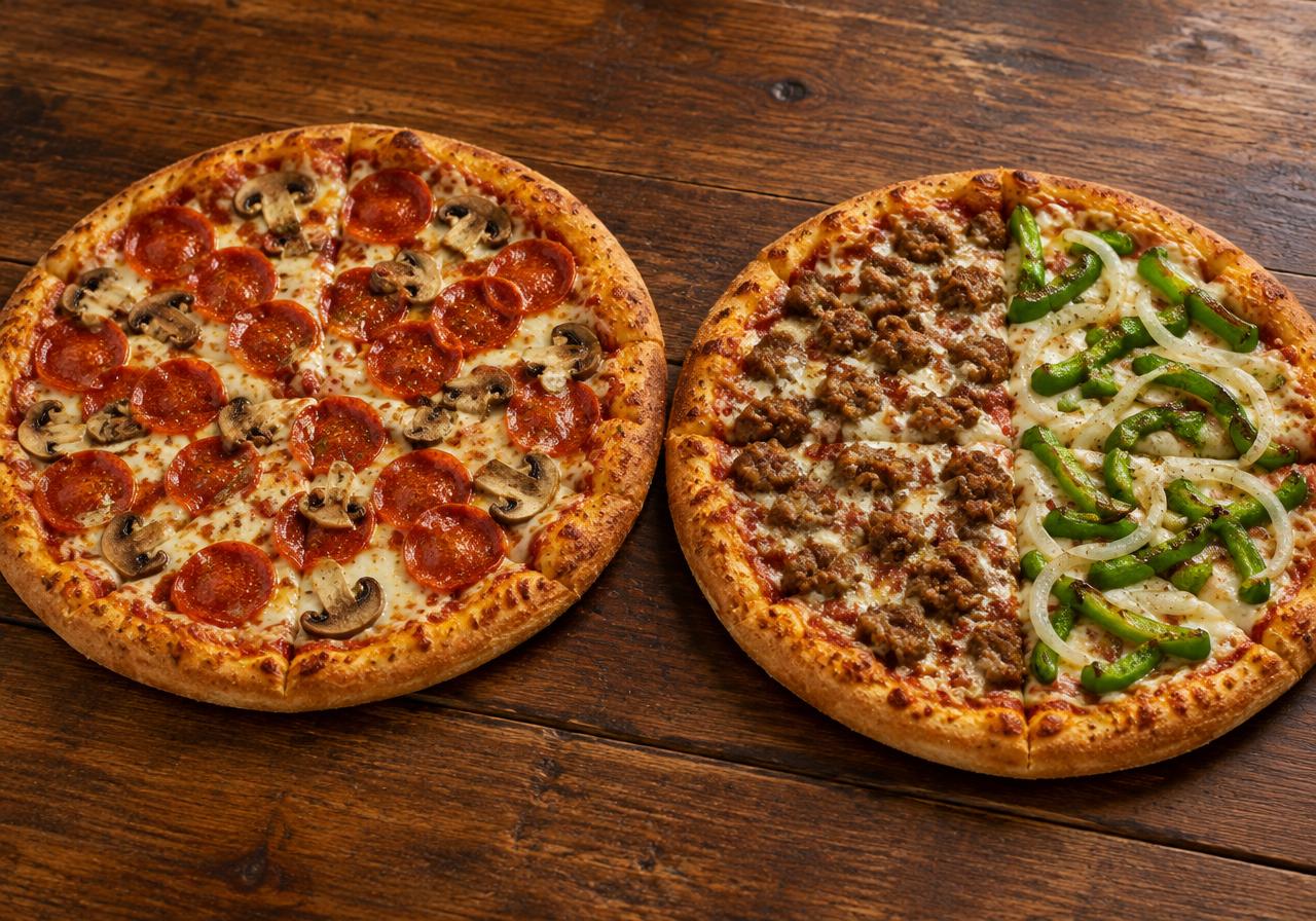 Two medium 2-topping pizzas for Bridgeport's Special