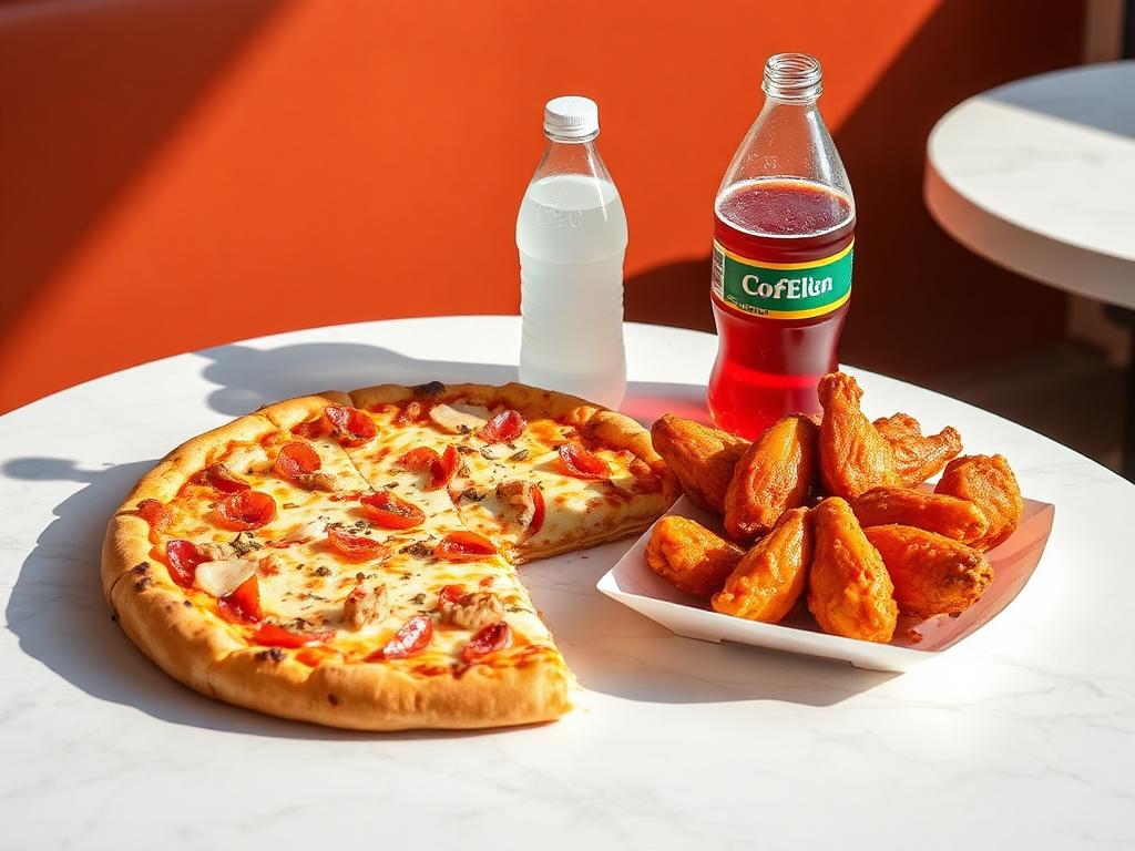 Combo #2 — 1 Medium 2-Topping Pizza, 8 Wings, 2L Soda