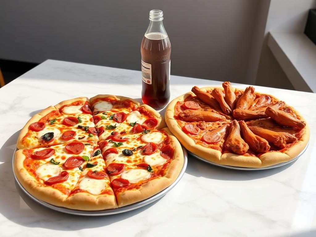 Combo #3 — 2 Medium 2-Topping Pizzas, 8 Wings, 2L Soda