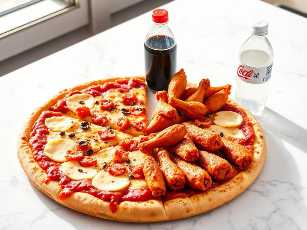 Combo #4 — 1 Large 2-Topping Pizza, 8 Wings, 2L Soda