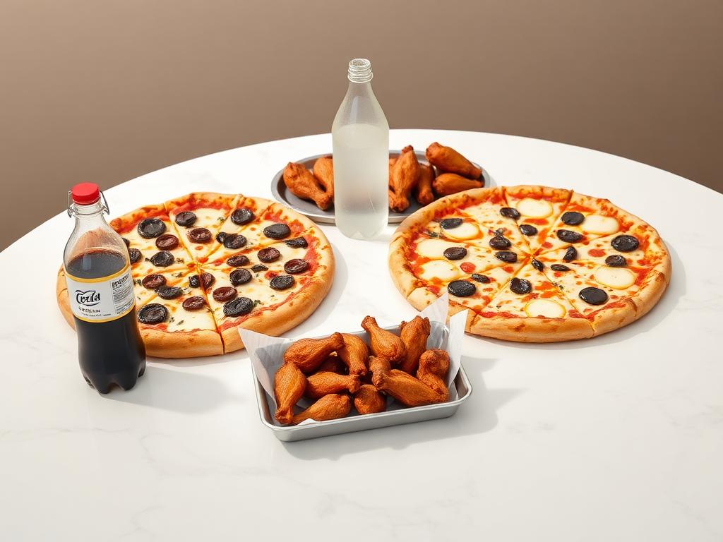 Combo #5 — 2 Large 2-Topping Pizzas, 8 Wings, 2L Soda