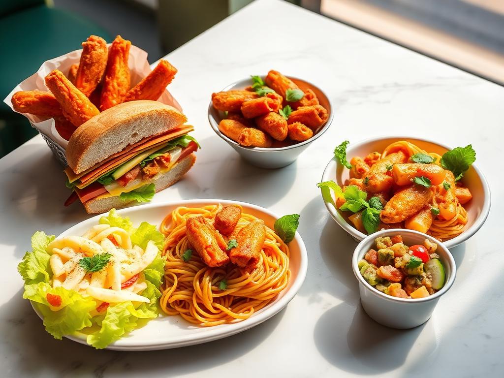 Mix & Match — Pick any 2: small sandwich, 6 wings, small pasta or small salad